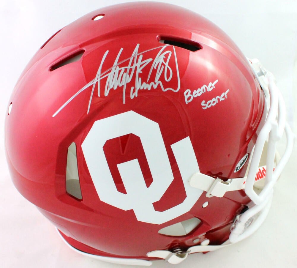 Adrian Peterson Oklahoma Sooners signed authentic speed helmet Beckett inscription (1 of 5)