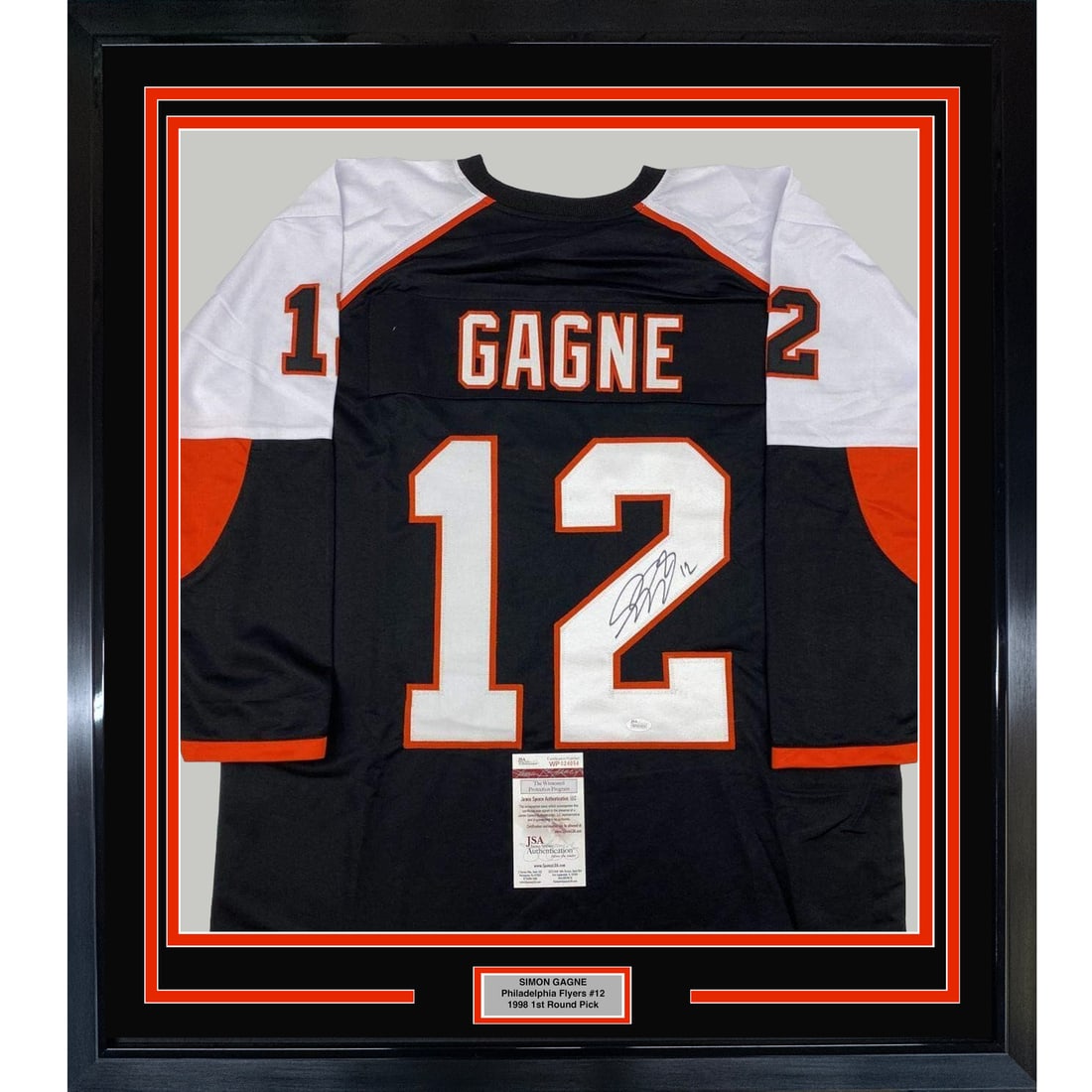 Framed Simon Gagne Autographed Jersey Philadelphia Flyers JSA COA 33x42 (1 of 2)