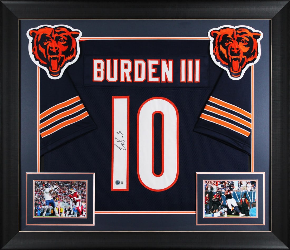 Chicago Bears Luther Burden III signed framed navy jersey Beckett witnessed (1 of 2)