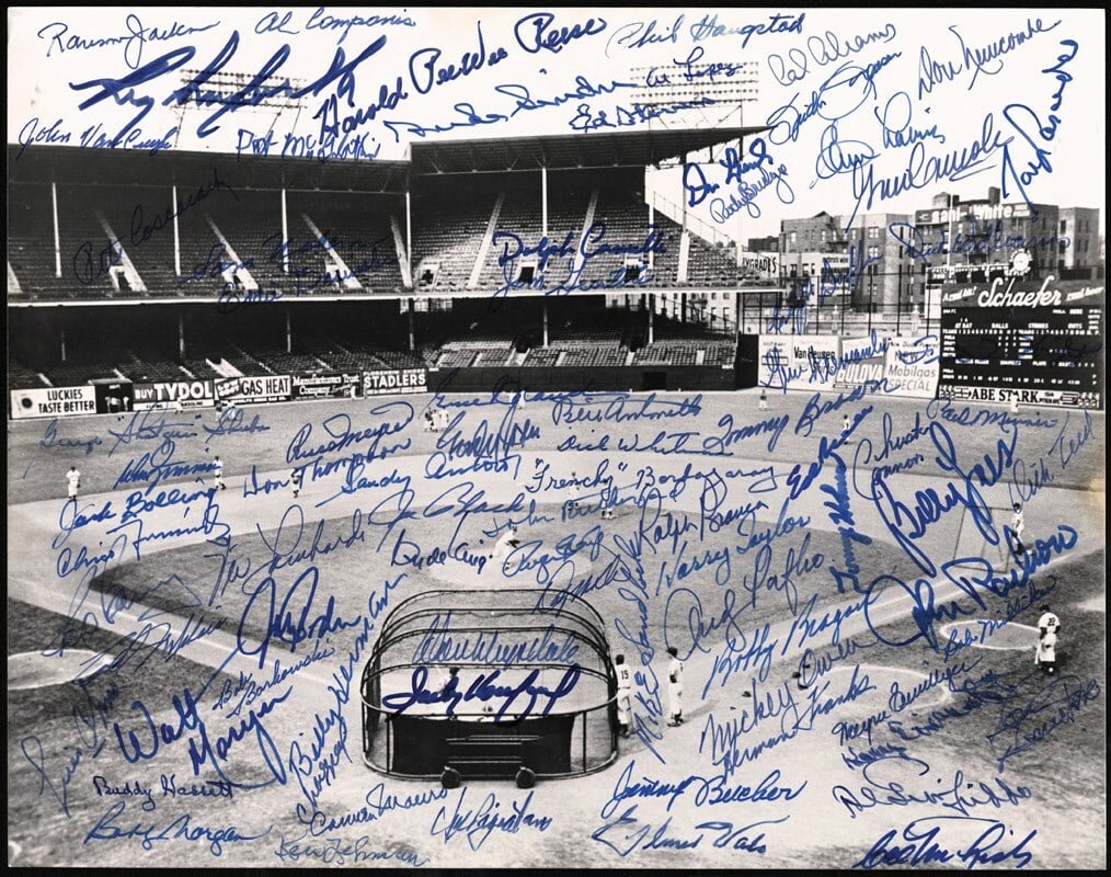 Brooklyn Dodgers 11x14 Photo Signed by 83 Players JSA Including Koufax Campanella: Brooklyn Dodgers 11x14 Photo Signed by 83 Players JSA Including Koufax Campanella This is an original 11" x 14" black and white photograph signed by over 80 members of the Brooklyn Dodgers. Among the 