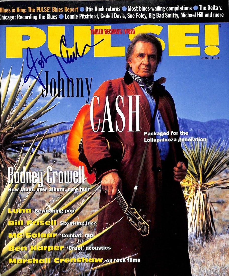 Beckett Authenticated Johnny Cash Signed Pulse Magazine Photo: Beckett Authenticated Johnny Cash Signed Pulse Magazine Photo This is a signed photo from Pulse! magazine featuring legendary country music icon Johnny Cash. The photo displays a vivid portrait of Cas