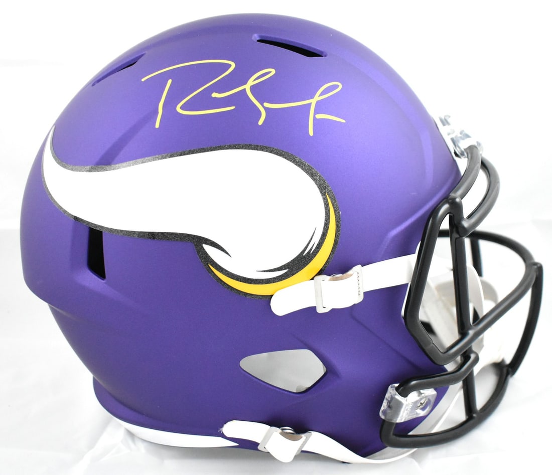 Minnesota Vikings Full Size Speed Helmet Signed by Randy Moss with Beckett Hologram: Minnesota Vikings Full Size Speed Helmet Signed by Randy Moss with Beckett Hologram This Minnesota Vikings full-size Speed helmet features an authentic autograph from Randy Moss. The helmet includes