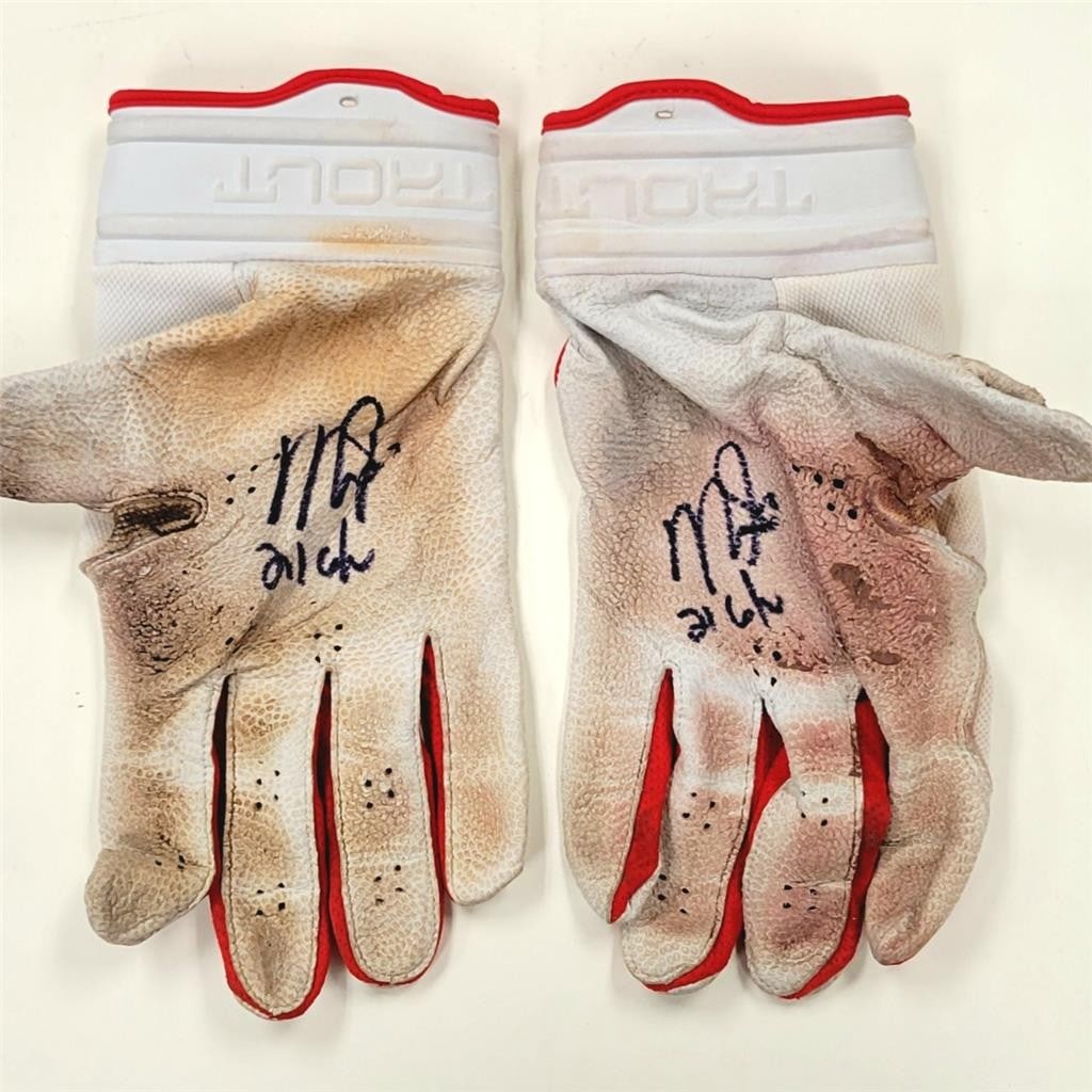 Mike Trout Signed 2021 Game Used Batting Gloves Los Angeles Angels: Mike Trout Signed 2021 Game Used Batting Gloves Los Angeles Angels Own a piece of baseball history with these Mike Trout autograph signed "2021 Game Used" batting gloves. These gloves were officially 