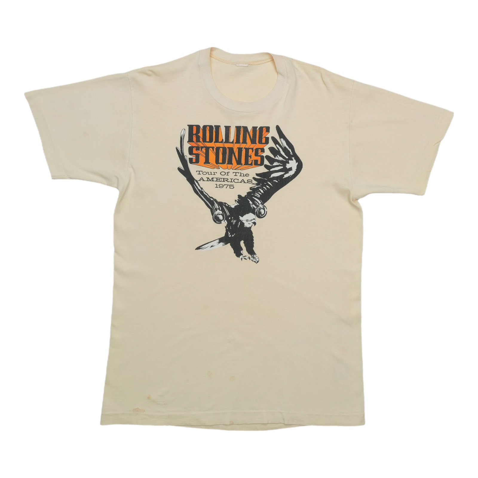 Vintage 1975 Rolling Stones Americas Tour Tan Cotton Poly Shirt (1 of 7)