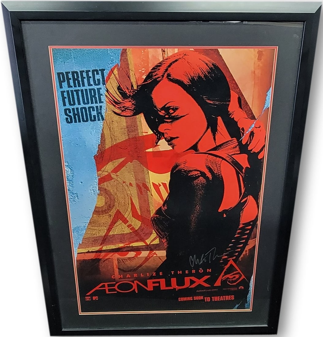 Autographed Aeon Flux Movie Poster Framed With Charlize Theron Signature 38x50 (1 of 4)