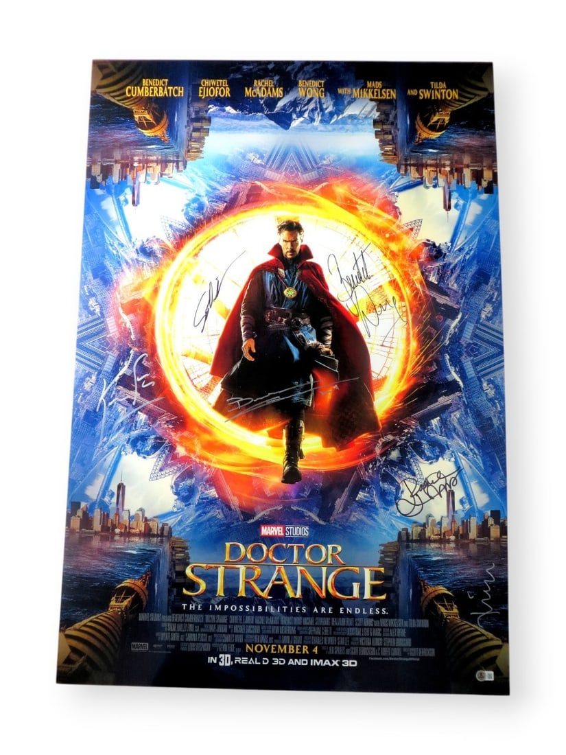 Doctor Strange Cast Signed 27X40 Poster Cumberbatch McAdams Wong BAS Authenticated (1 of 5)