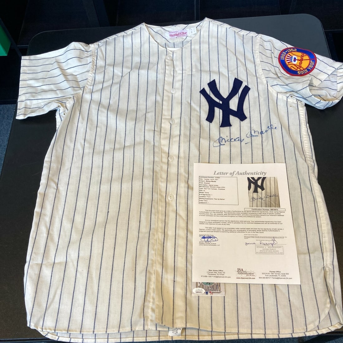 Mickey Mantle autographed New York Yankees Mitchell Ness 1952 jersey JSA COA (1 of 9)