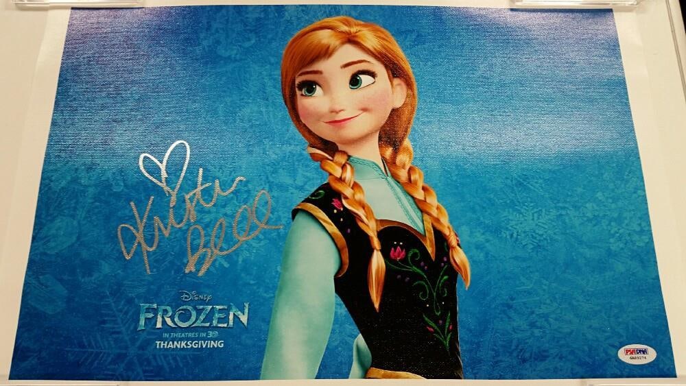 Autographed Kristen Bell 11x17 Canvas Photograph PSA DNA Certified Frozen Anna: Autographed Kristen Bell 11x17 Canvas Photograph PSA DNA Certified Frozen Anna This is an original 11x17 canvas photo signed by Kristen Bell, the voice of Anna in Frozen. The autograph is authenticate