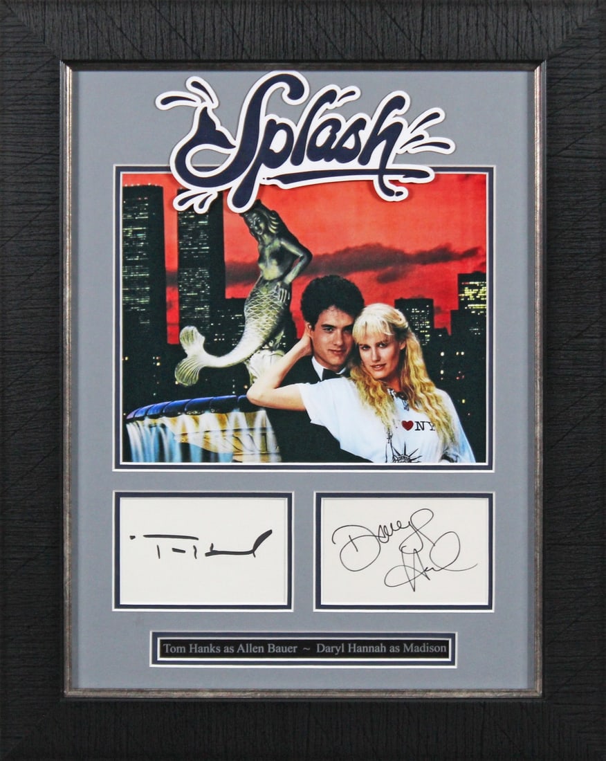 Daryl Hannah Tom Hanks Splash Signed Index Card Framed Display BAS COA (1 of 9)