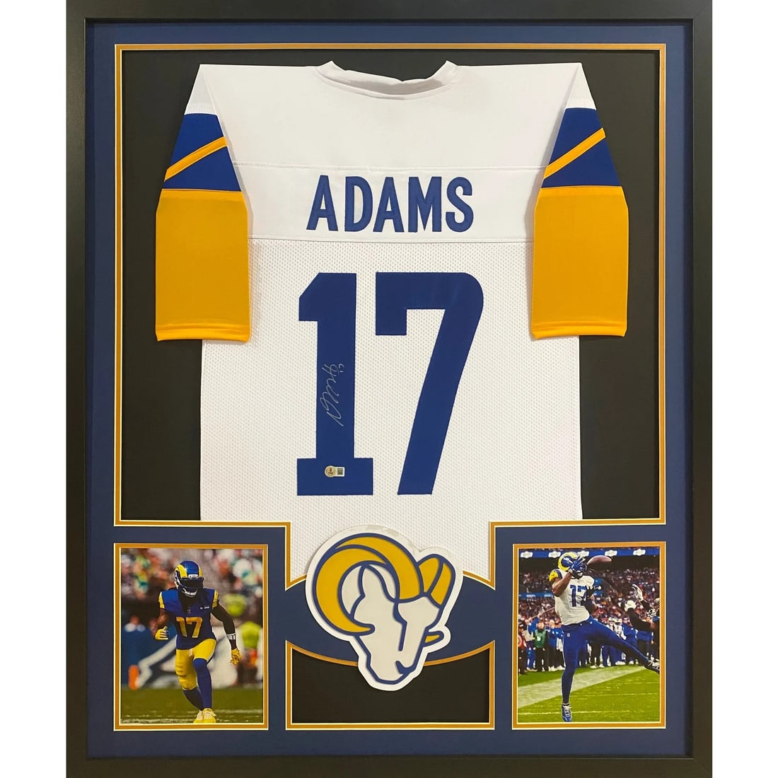Framed Davante Adams Autographed Jersey Beckett Authenticated: Framed Davante Adams Autographed Jersey Beckett Authenticated This is a framed jersey signed by Davante Adams, authenticated by Beckett and featuring a JSA tamper-proof sticker for added assurance. Th