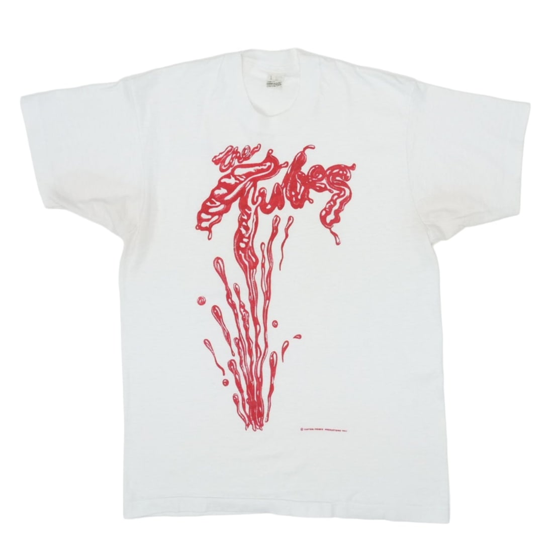 Vintage 1983 The Tubes White Poly Cotton Band T Shirt: Vintage 1983 The Tubes White Poly Cotton Band T Shirt This is an original vintage 1983 The Tubes shirt, not a modern reproduction. The shirt is made from a 50/50 poly/cotton blend in white, featuring 