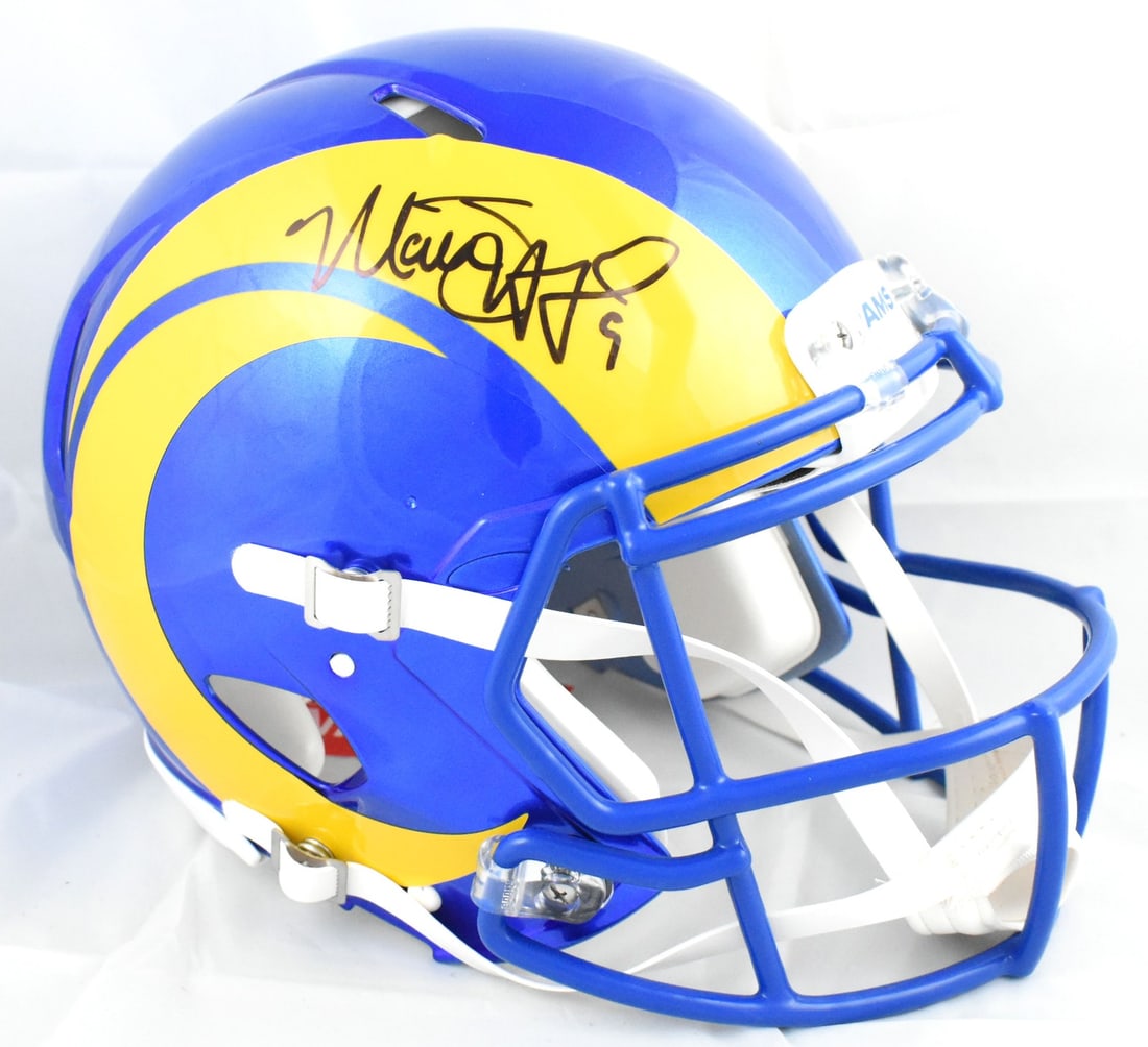 Los Angeles Rams Speed Authentic Helmet Signed by Matthew Stafford Beckett Holo: Los Angeles Rams Speed Authentic Helmet Signed by Matthew Stafford Beckett Holo This is an authentic Los Angeles Rams full-size Speed helmet autographed by Matthew Stafford. The helmet is an original 