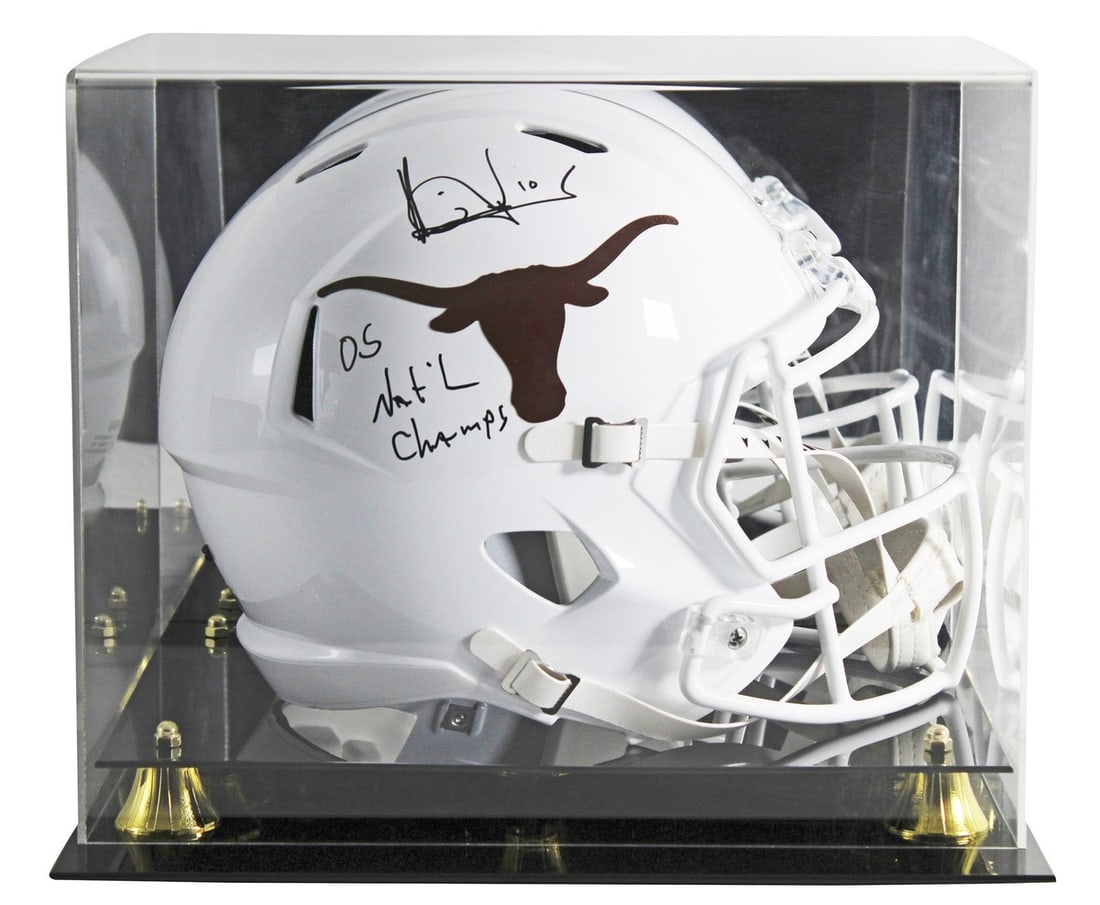 Vince Young Texas Longhorns signed speed replica helmet with display case BAS (1 of 4)