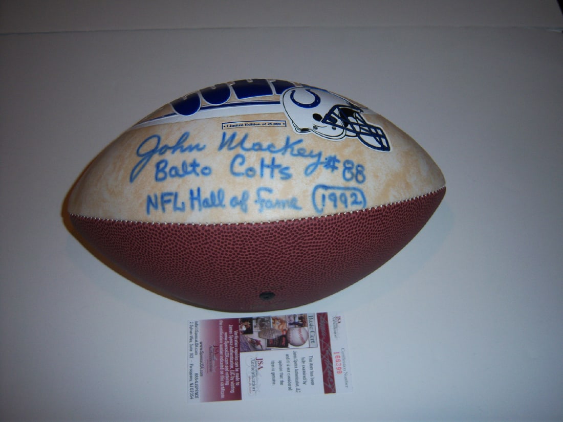 Autographed Football by John Mackey with JSA COA Baltimore Colts Hall of Fame 1992 (1 of 1)