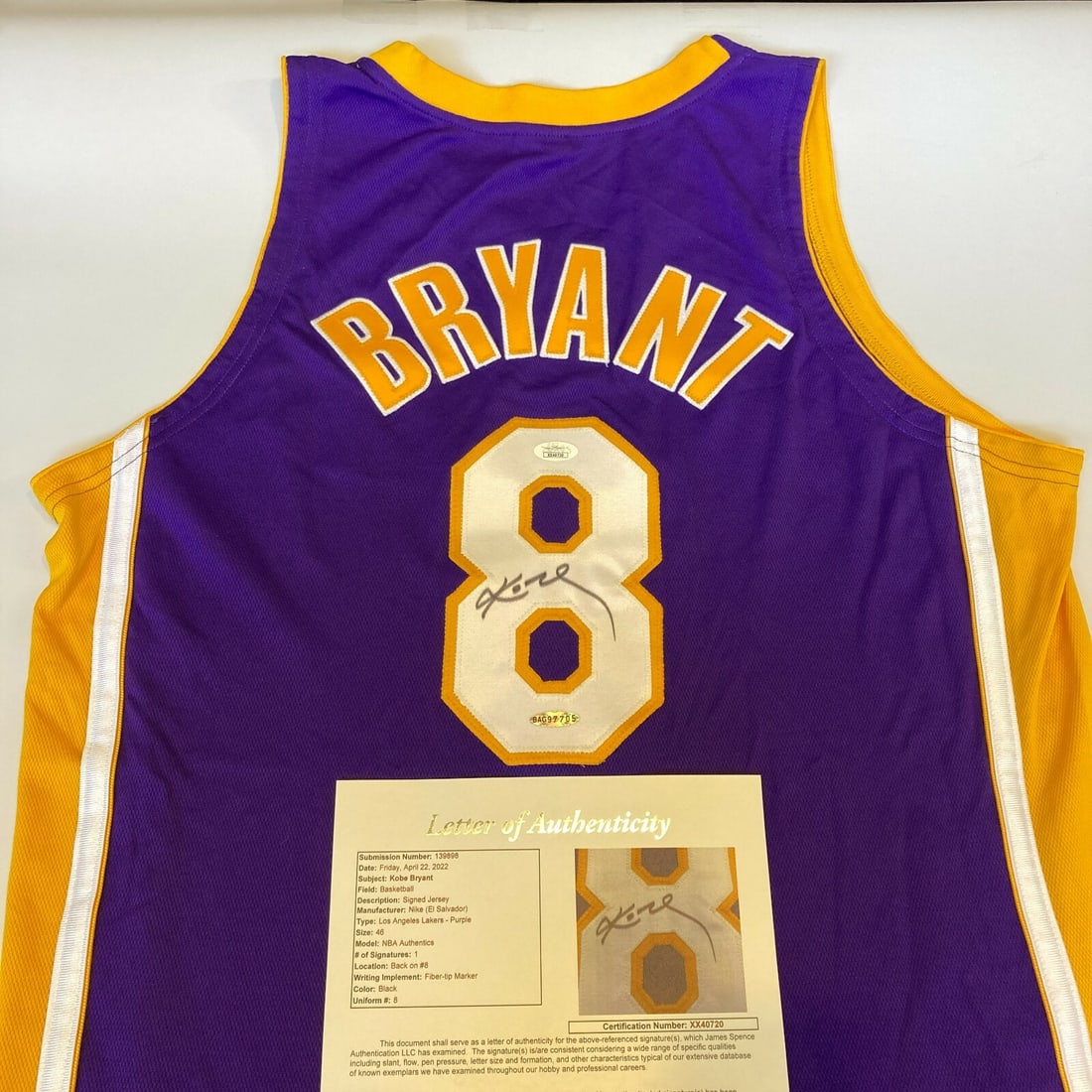 Kobe Bryant Signed Lakers All Star Jersey UDA JSA Authenticated: Kobe Bryant Signed Lakers All Star Jersey UDA JSA Authenticated This original Kobe Bryant signed jersey celebrates his legacy as a Hall of Famer. The purple Los Angeles Lakers jersey features his sign