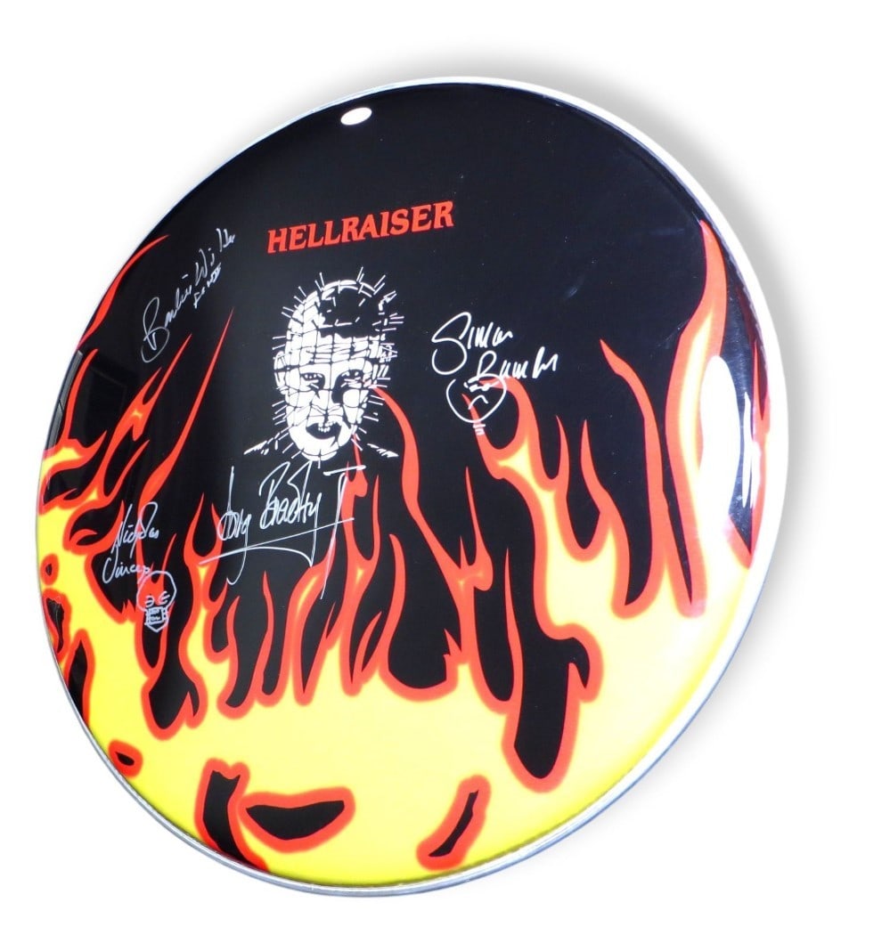 22 Inch Drumhead Signed by Hellraiser Vince Wilde Bradley JSA Authenticated (1 of 5)