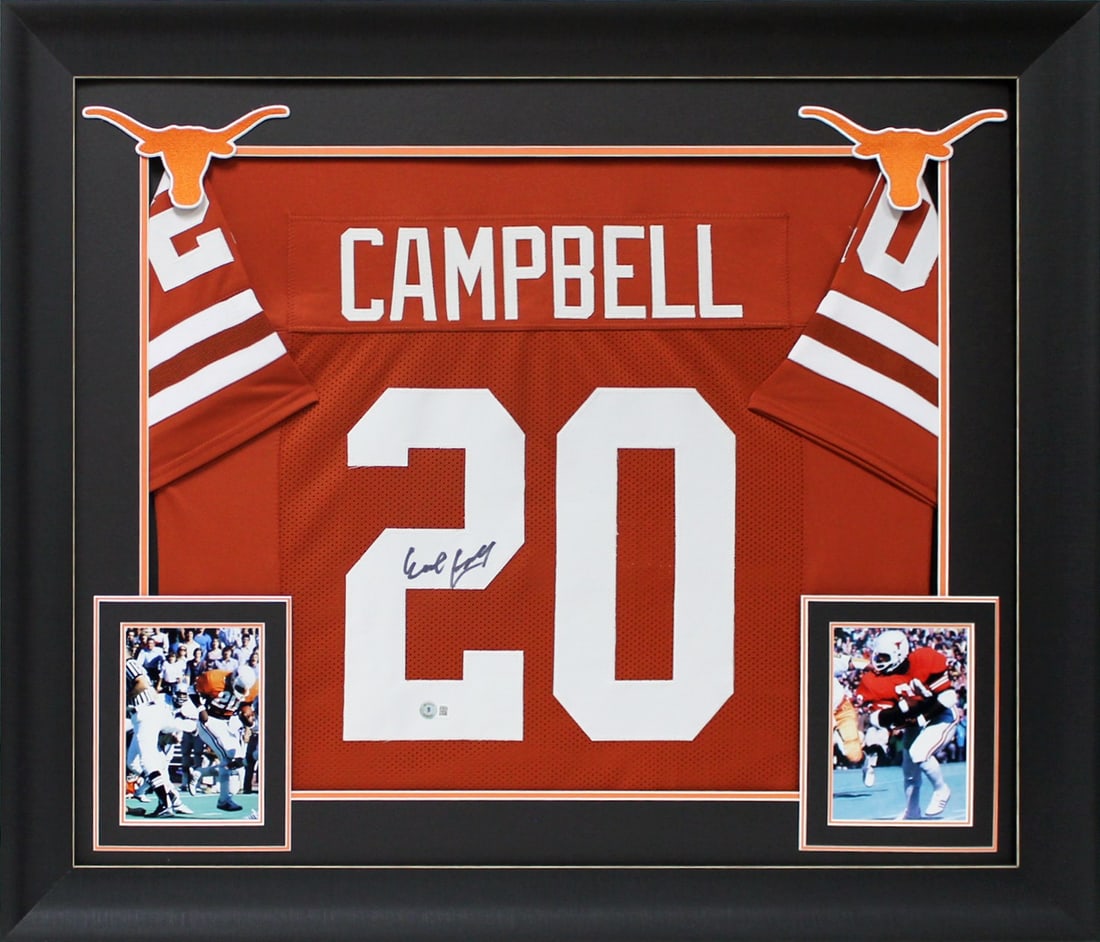 Framed Texas Longhorns Earl Campbell Burnt Orange Jersey Signed BAS Witness (1 of 1)