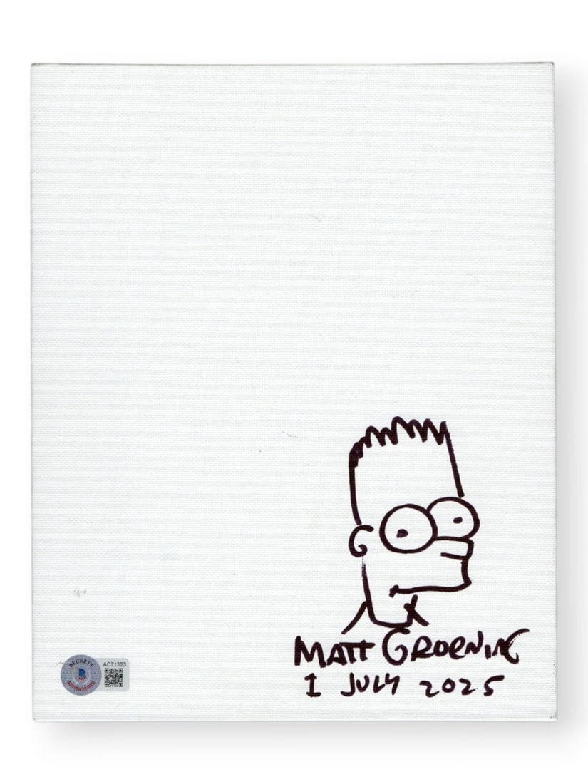 JSA Authenticated Matt Groening Bart Sketch on 8x10 Canvas (1 of 2)