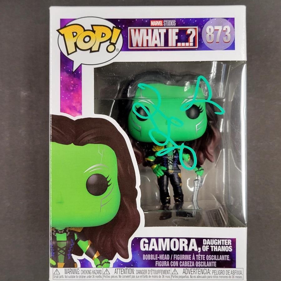 Zoe Saldana Signed Gamora Funko Pop Marvel Beckett Authenticated: Zoe Saldana Signed Gamora Funko Pop Marvel Beckett Authenticated This is an original Funko Pop figure of Gamora from the Guardians of the Galaxy, signed by actress Zoe Saldana. The autograph has been 
