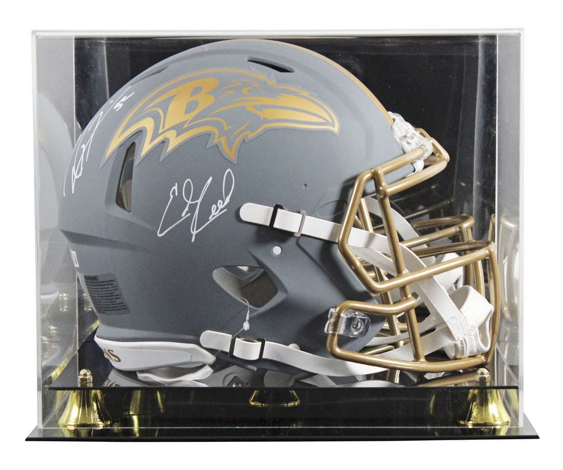 Ray Lewis Ed Reed Signed Ravens Speed Proline Helmet With BAS Witnessed Authentication (1 of 4)