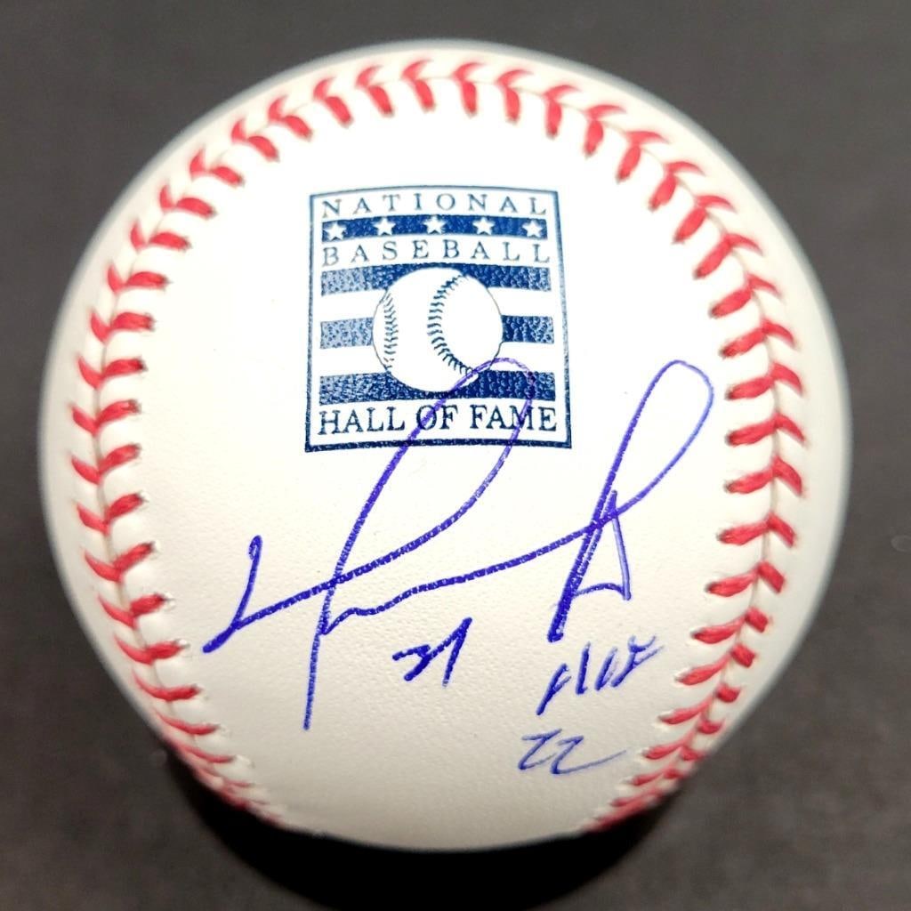 David Ortiz Signed Baseball HOF 22 Beckett Authenticated Red Sox: David Ortiz Signed Baseball HOF 22 Beckett Authenticated Red Sox This is an original baseball signed by David Ortiz, featuring the inscription "HOF 22" to commemorate his Hall of Fame induction. The a