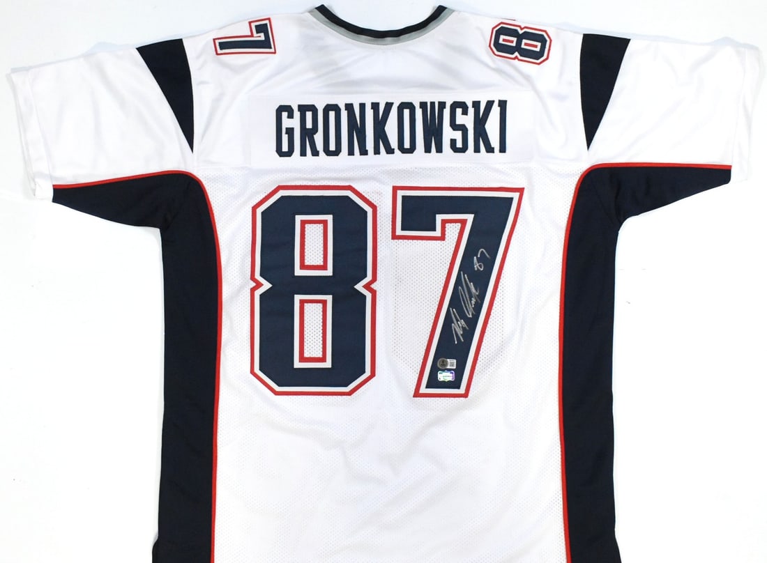 Rob Gronkowski signed New England Patriots white pro style jersey Beckett hologram (1 of 3)