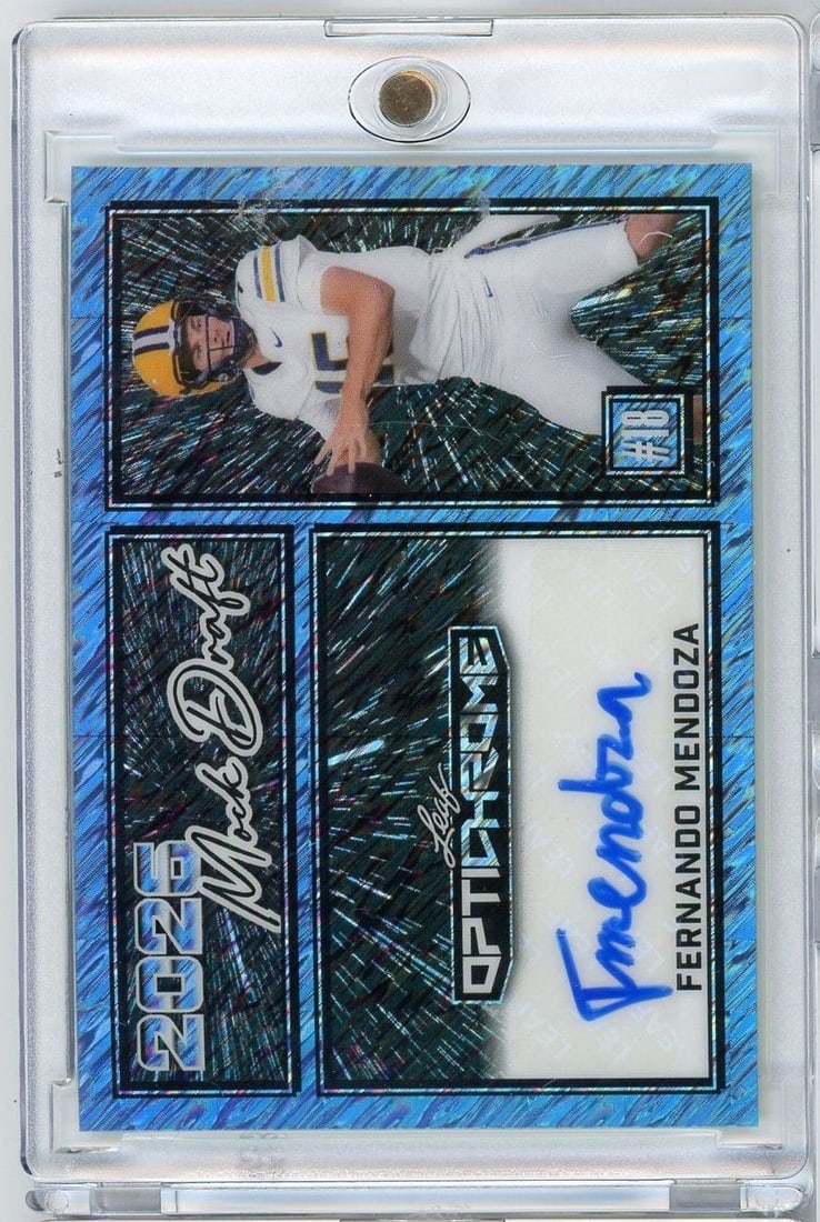 Fernando Mendoza Blue Lazer Auto RC Leaf Optichrome MAFM1 /7 Football Card (1 of 2)