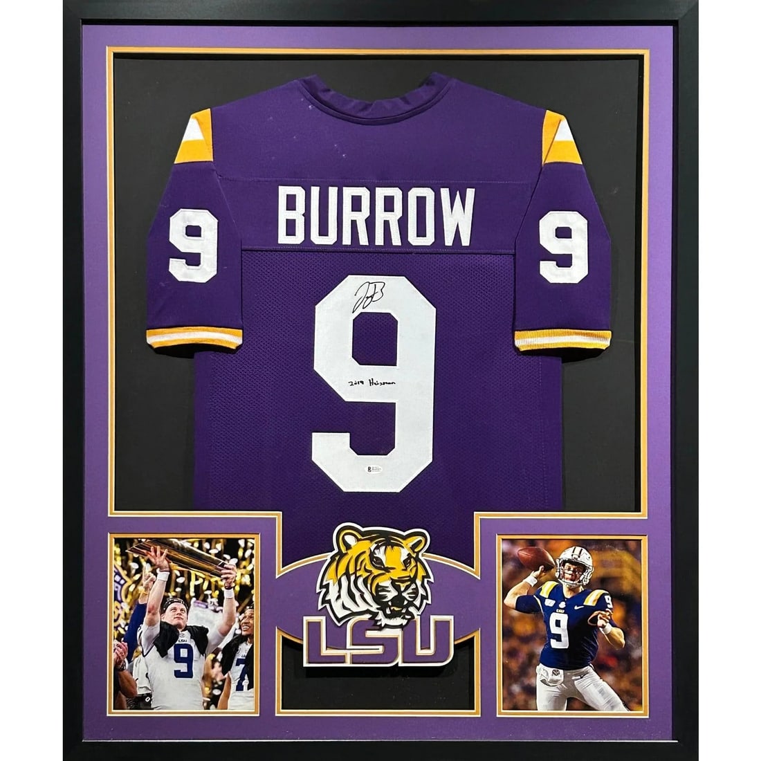 Joe Burrow LSU Tigers Framed Autographed Jersey Beckett Certified: Joe Burrow LSU Tigers Framed Autographed Jersey Beckett Certified Showcase your support for the LSU Tigers with this autographed Joe Burrow framed jersey. This stunning piece is authenticated by Fanat