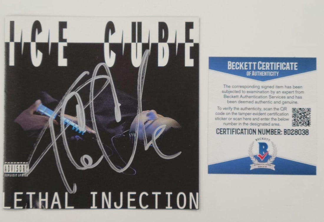 Autographed Lethal Injection CD Cover by Ice Cube Beckett Authenticated (1 of 3)