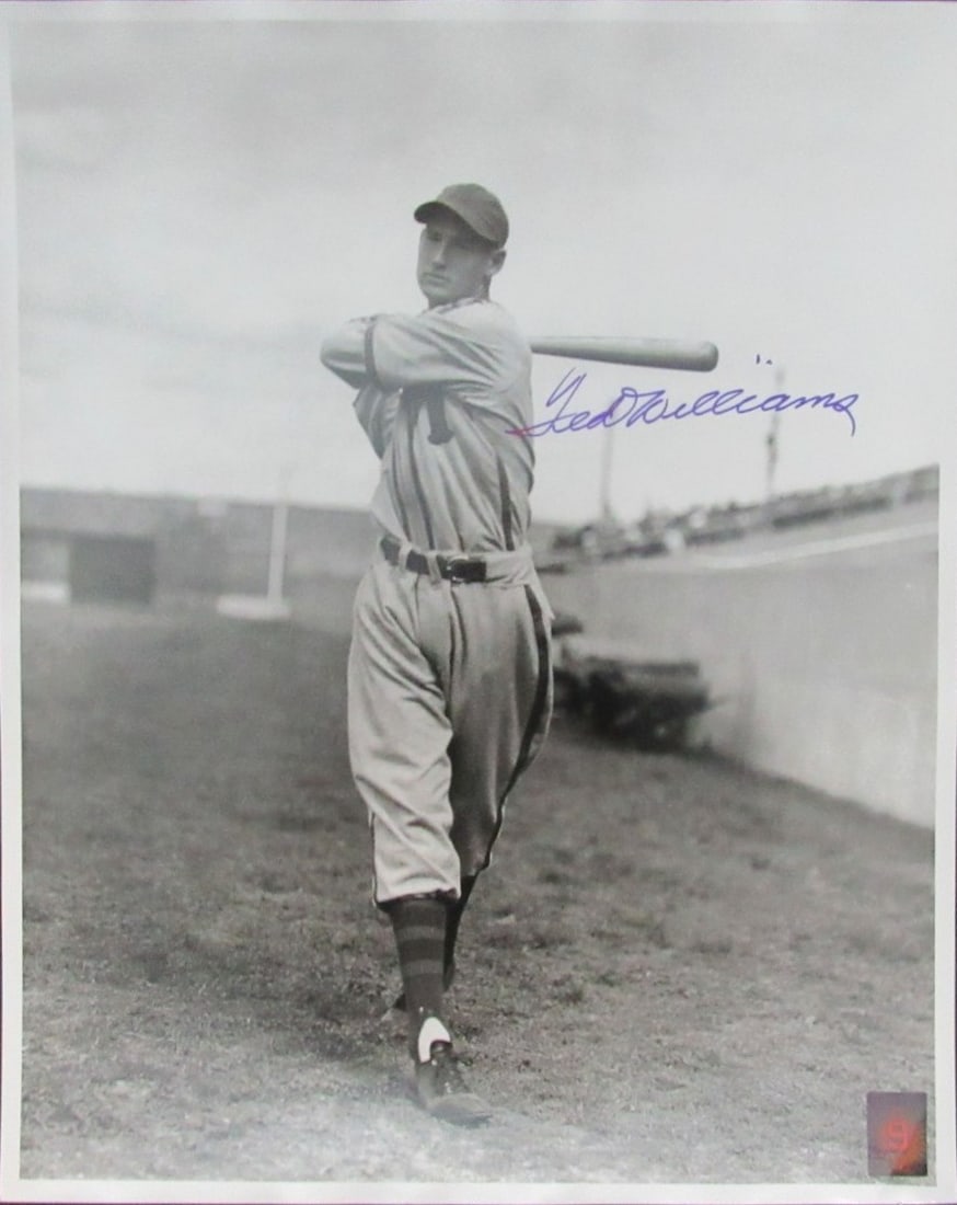 Autographed 16x20 Black and White Photo Ted Williams Green Diamond Hologram (1 of 4)