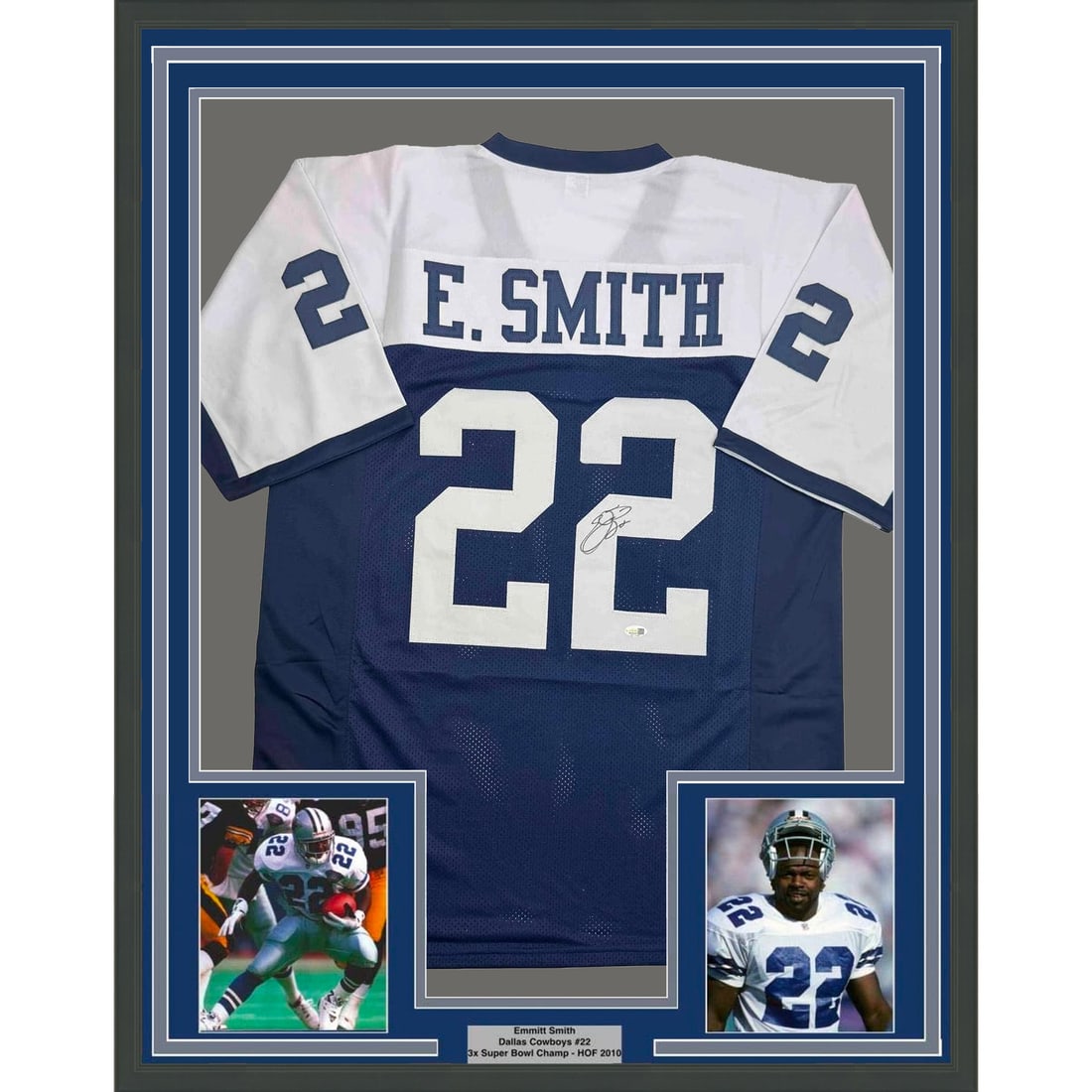 Emmitt Smith Signed Dallas Cowboys Jersey 35x39 Framed with Beckett COA (1 of 2)