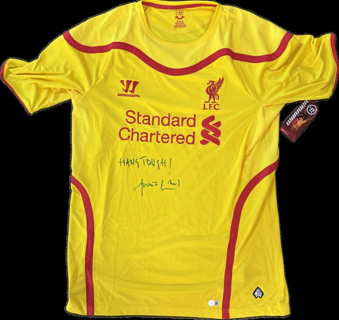 Liverpool FC Jersey Signed by Damien Lewis Hang Tough Beckett: Liverpool FC Jersey Signed by Damien Lewis Hang Tough Beckett This authentic Liverpool FC jersey is hand signed by acclaimed actor and lifelong Liverpool supporter Damien Lewis, featuring the "Hang To