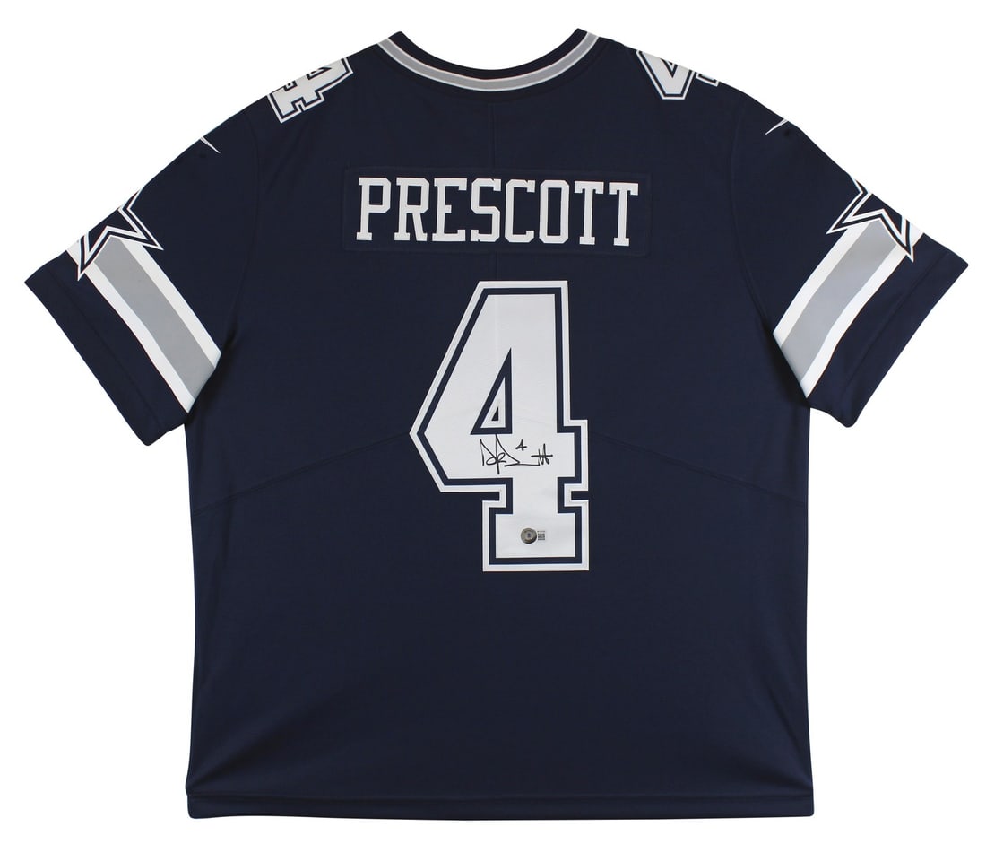 Dak Prescott Signed Navy Blue Nike Elite Jersey BAS Witnessed Dallas Cowboys (1 of 5)