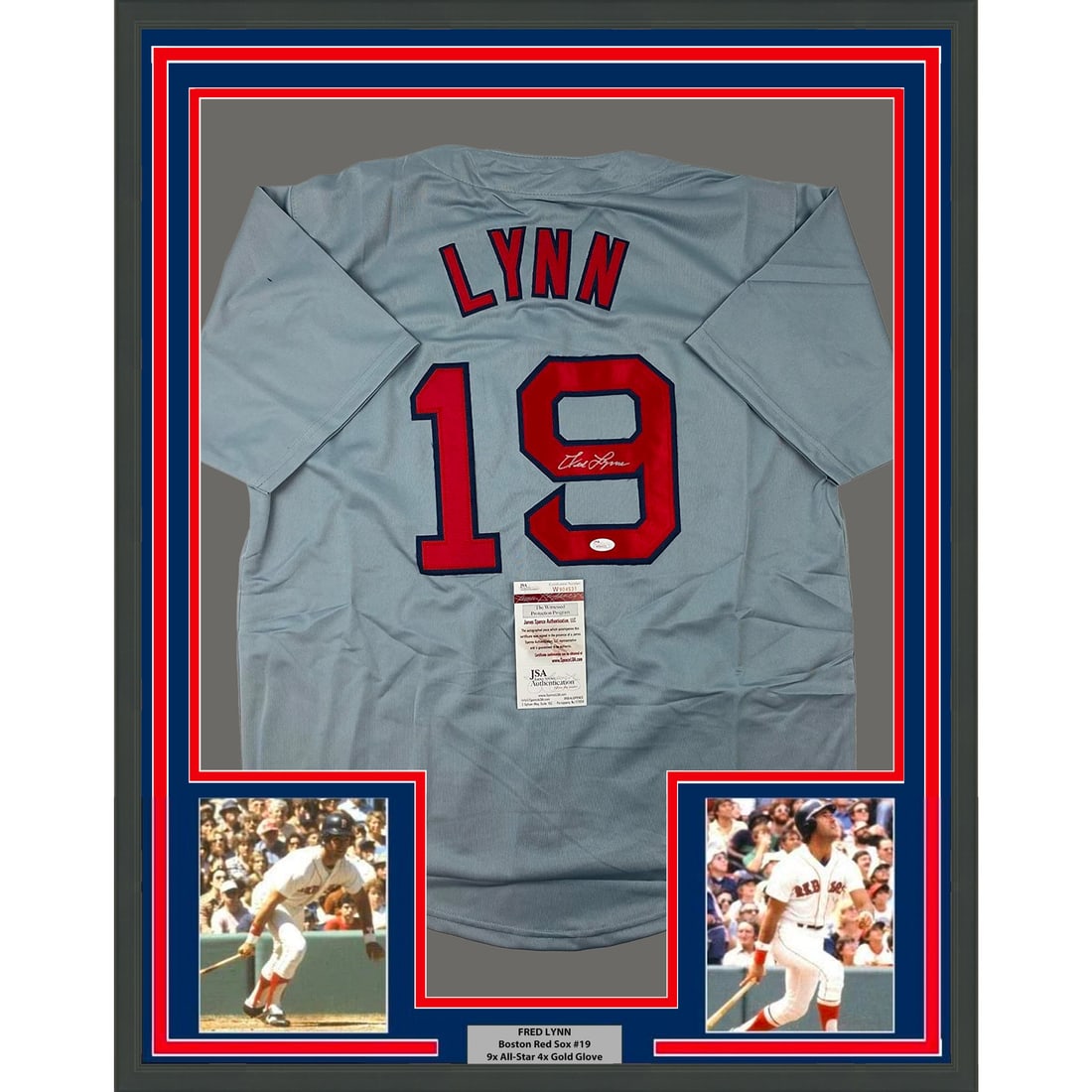 Fred Lynn Signed Boston Red Sox Framed Jersey JSA COA 33x42 (1 of 2)