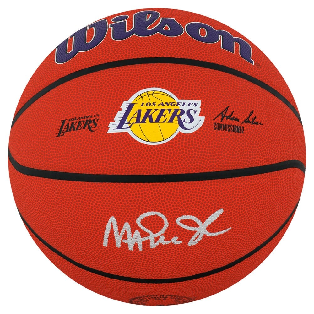 Magic Johnson Signed Lakers Logo Basketball with COA: Magic Johnson Signed Lakers Logo Basketball with COA This is a Magic Johnson signed Wilson basketball featuring the Los Angeles Lakers logo. The ball is an original NBA product, authenticated by a tam