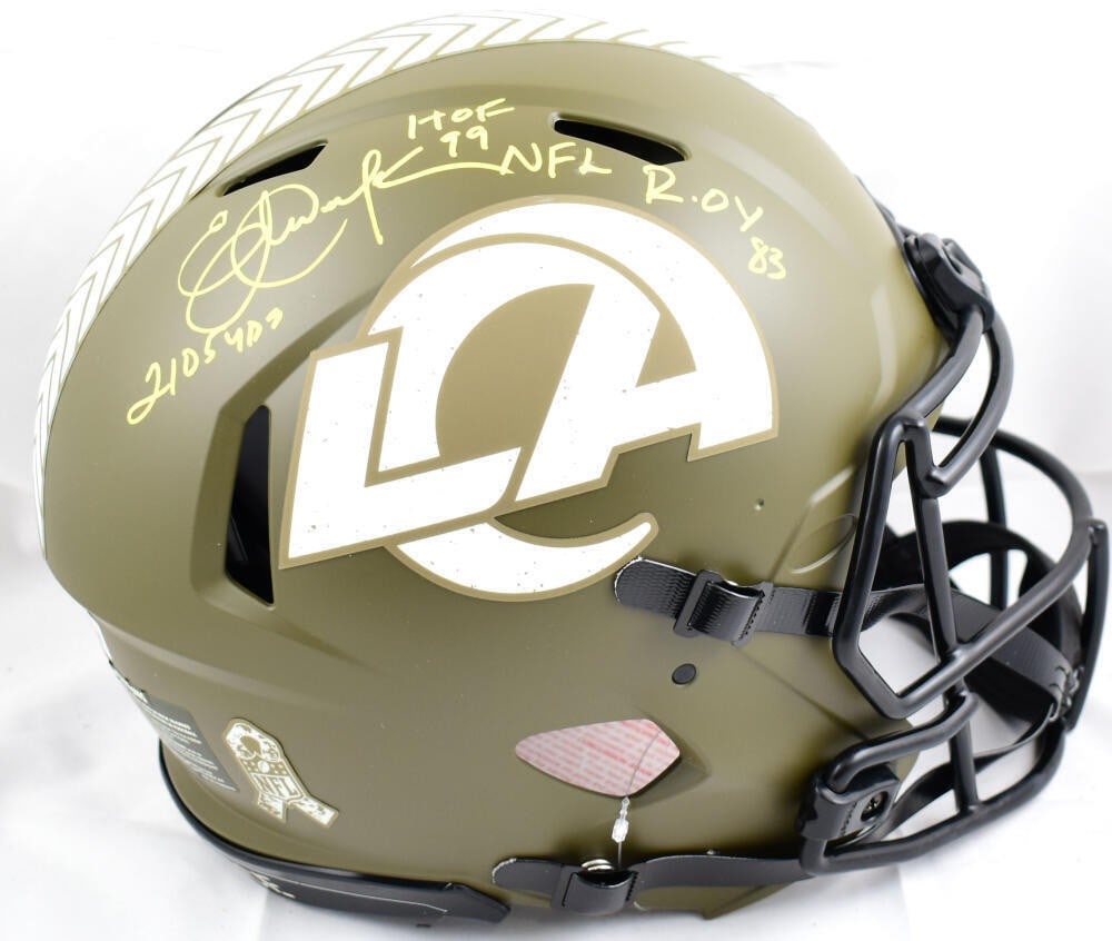Eric Dickerson autographed Rams full size Salute to Service Speed helmet BAS (1 of 10)