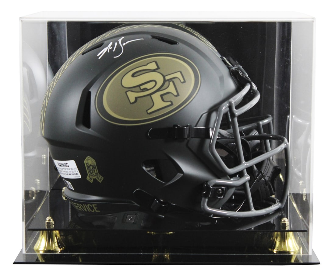 Navorro Bowman Autographed 49ers Salute To Service IV Full Size Helmet With Beckett Case: Navorro Bowman Autographed 49ers Salute To Service IV Full Size Helmet With Beckett Case This San Francisco 49ers full size Speed Replica helmet features the 2025 Salute To Service IV alternate design