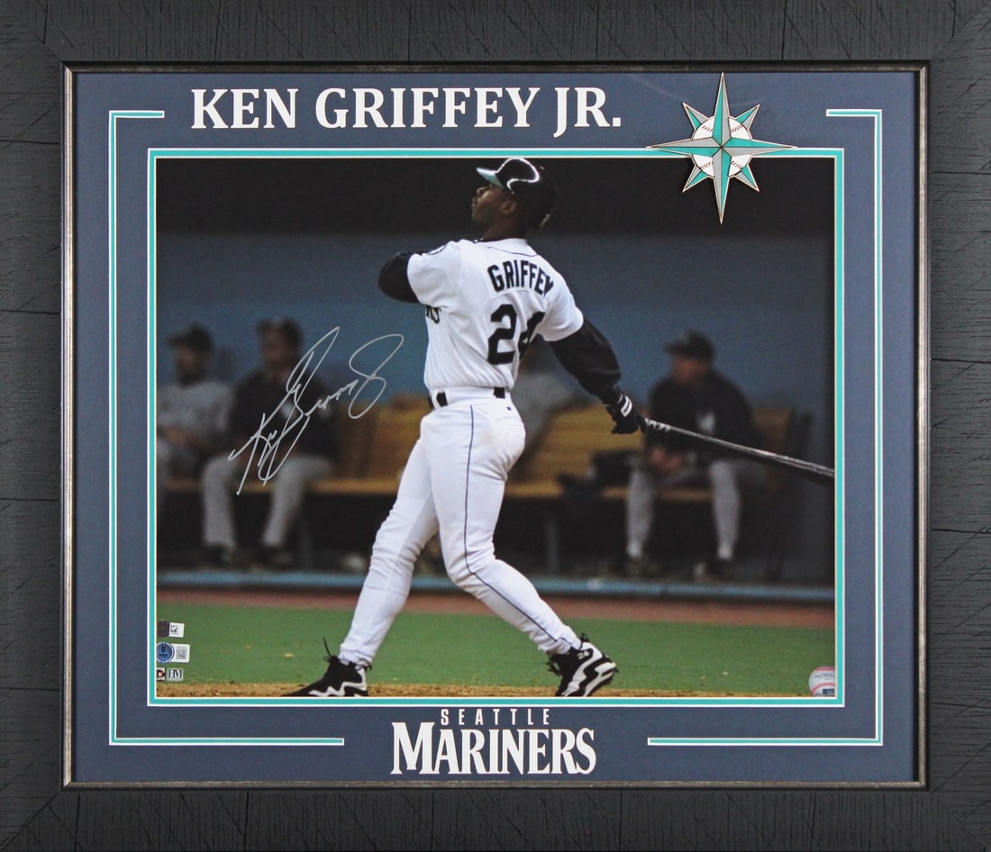 Framed 16x20 Ken Griffey Jr Signed Mariners Photo Beckett Witnessed: Framed 16x20 Ken Griffey Jr Signed Mariners Photo Beckett Witnessed This is an autographed 16x20 framed photo personally signed by Ken Griffey Jr. of the Seattle Mariners. It is an original item with 