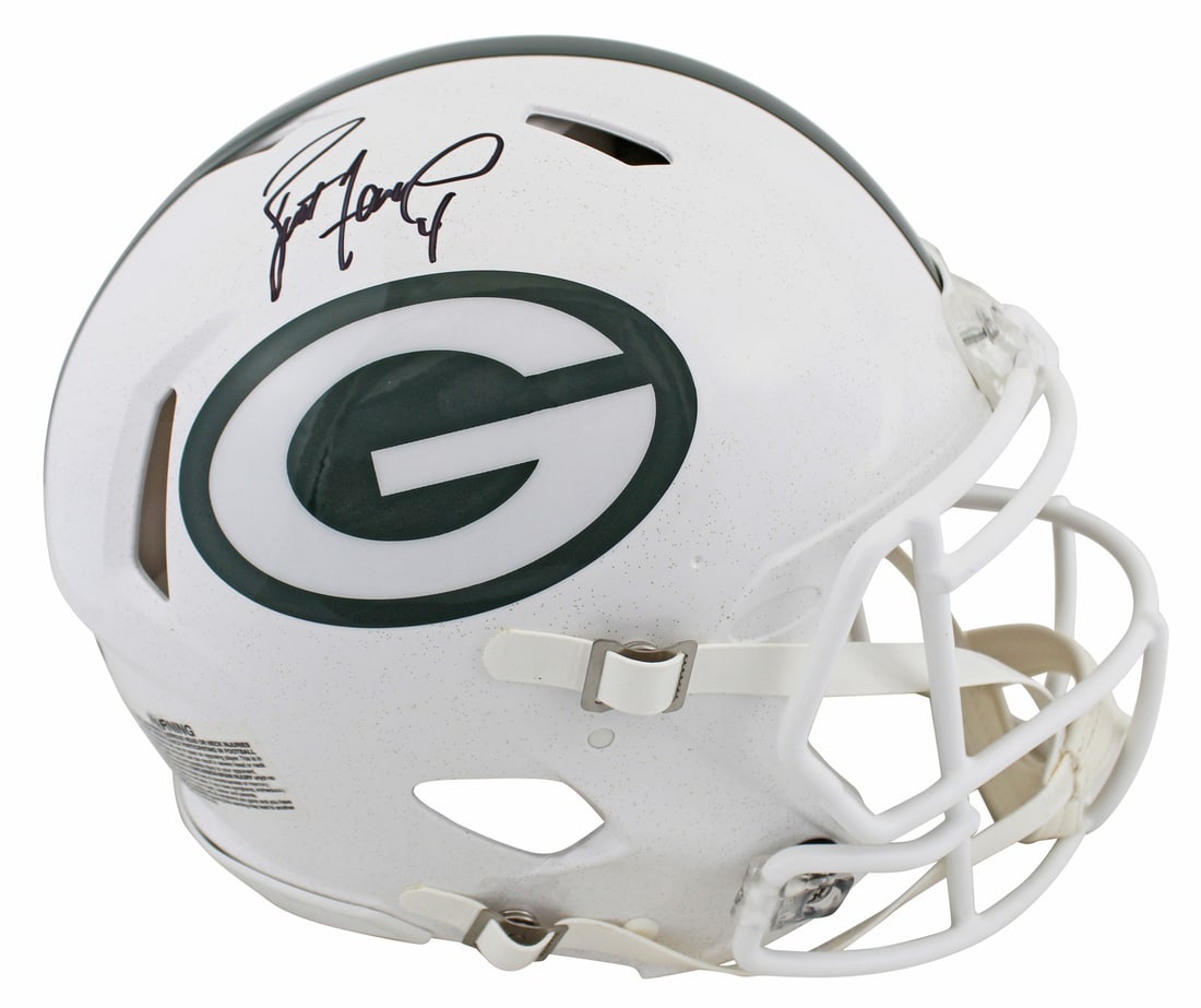 Brett Favre Autographed 2024 Green Bay Alternate Full Size Helmet BAS Witnessed: Brett Favre Autographed 2024 Green Bay Alternate Full Size Helmet BAS Witnessed This authentic full-size Riddell Speed Proline helmet features the 2024 on-field alternate design of the Green Bay Packe