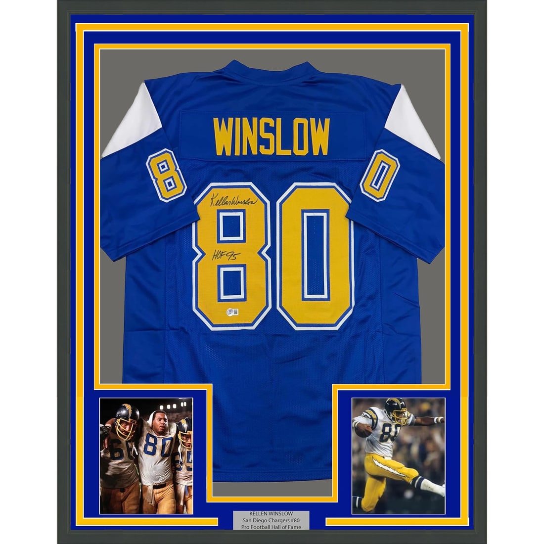 Kellen Winslow Signed Chargers Jersey Framed 35x39 Beckett COA (1 of 2)