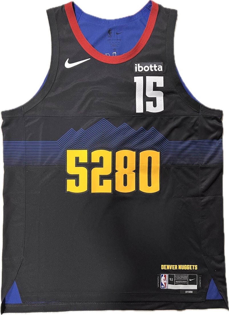Denver Nuggets Nikola Jokic City Edition Authentic Basketball Jersey: Denver Nuggets Nikola Jokic City Edition Authentic Basketball Jersey This is an authentic player city edition jersey featuring Nikola Jokic of the Denver Nuggets. The jersey is pre-owned and represent