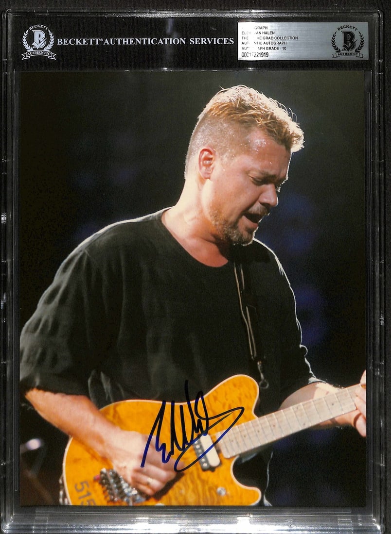8x10 Eddie Van Halen autographed music photo Beckett grade 10 (1 of 1)