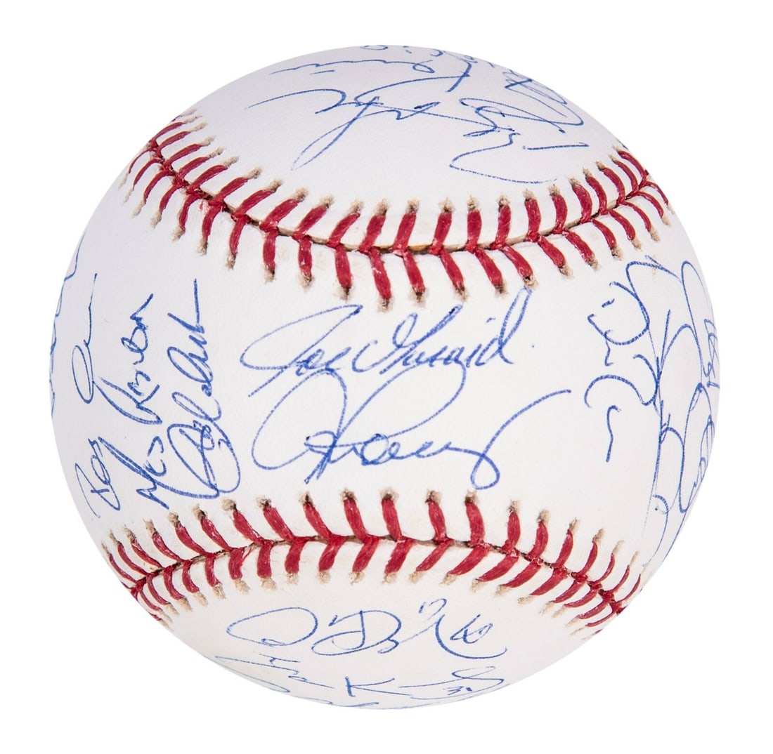 2008 Yankees Team Signed Baseball Jeter Rivera Steiner Authenticated: 2008 Yankees Team Signed Baseball Jeter Rivera Steiner Authenticated This official Major League baseball has been signed by 29 members of the 2008 New York Yankees, including iconic players and Hall o