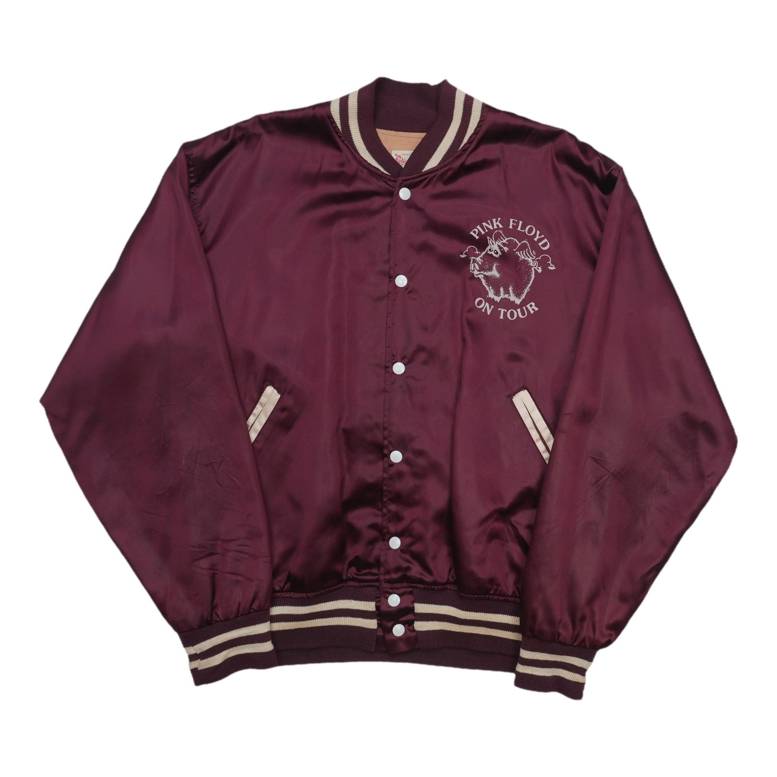 Vintage 1977 Pink Floyd tour jacket red medium: Vintage 1977 Pink Floyd tour jacket red medium This is an original vintage 1977 Pink Floyd Animals Tour jacket, not a modern reproduction. The jacket is in good condition with noticeable discoloration