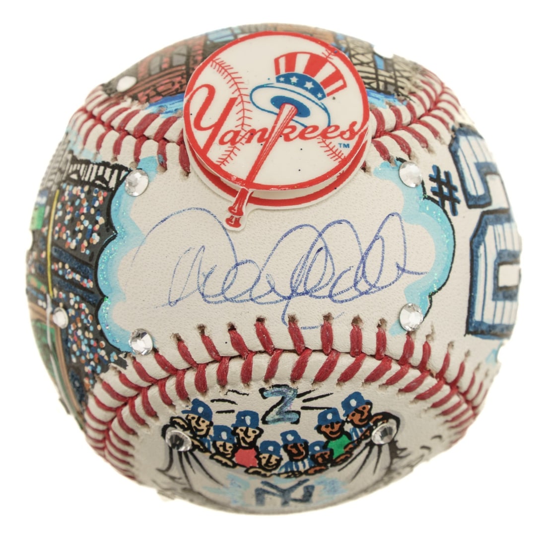 Signed Yankees baseball by Derek Jeter and Charles Fazzino Steiner COA (1 of 8)