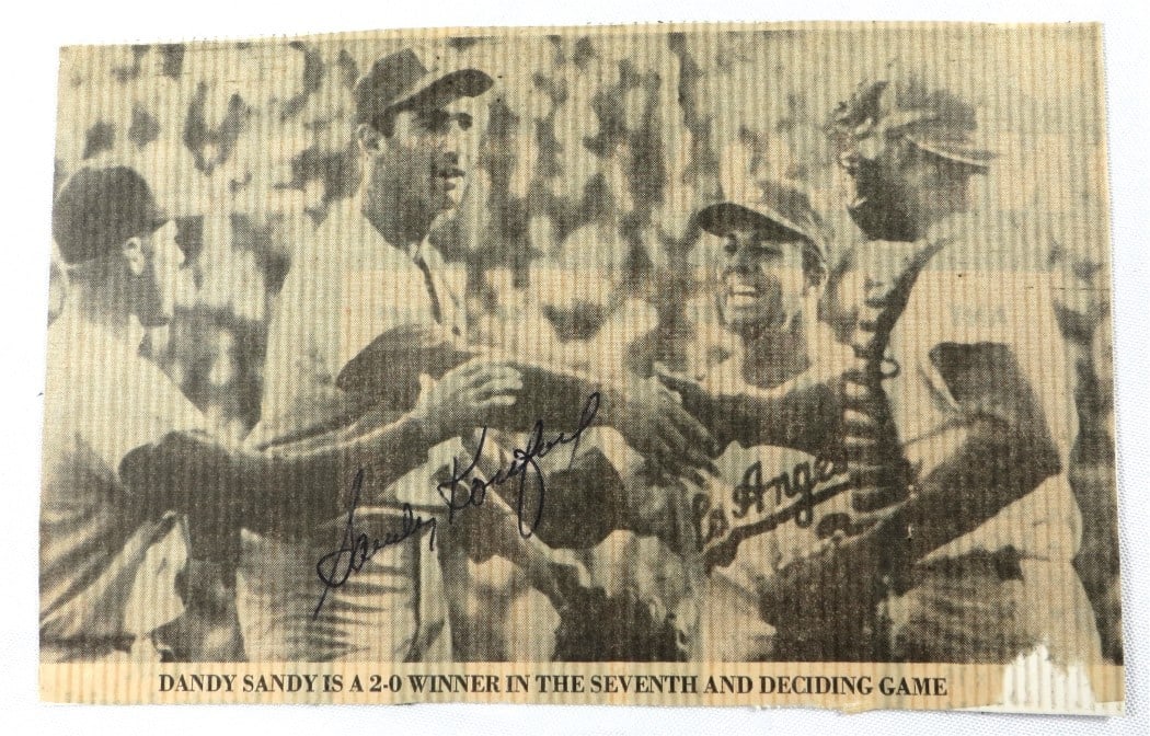 Sandy Koufax Autographed Small Photo Dodgers 5.25 x 8.5 JSA Certified (1 of 3)
