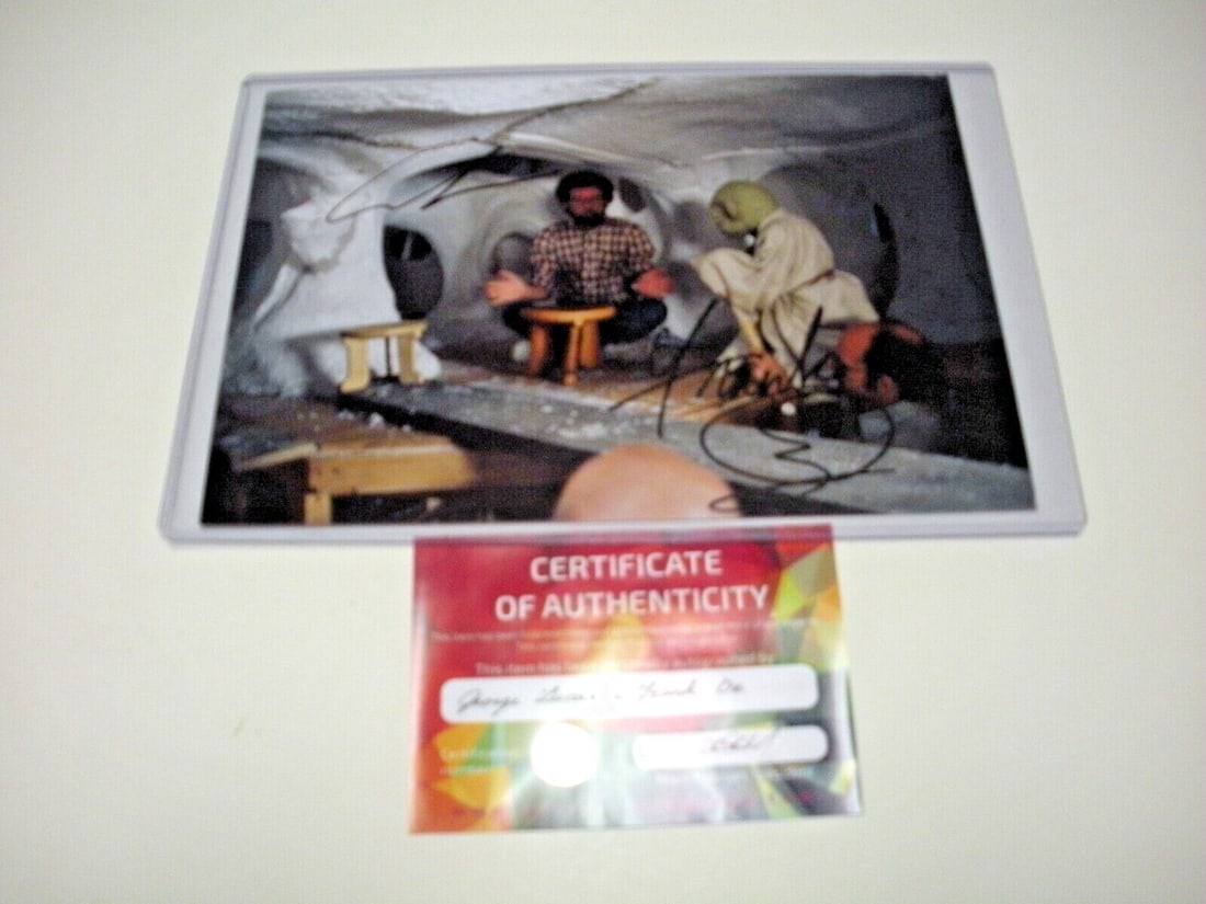 Signed Star Wars Yoda Photo with George Lucas and Frank Oz COA Included (1 of 1)