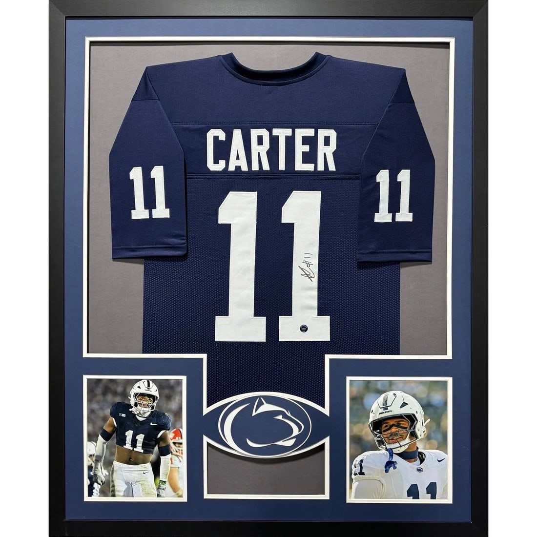 Abdul Carter Autographed Framed Penn State Jersey with COA: Abdul Carter Autographed Framed Penn State Jersey with COA This framed jersey features the autographed signature of Abdul Carter, a standout player from Penn State. Authenticated by Authentic Ink, a r