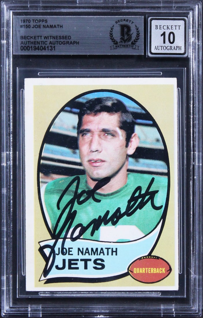 Joe Namath Signed 1970 Topps Card #150 Auto Graded 10 Beckett Slabbed (1 of 2)