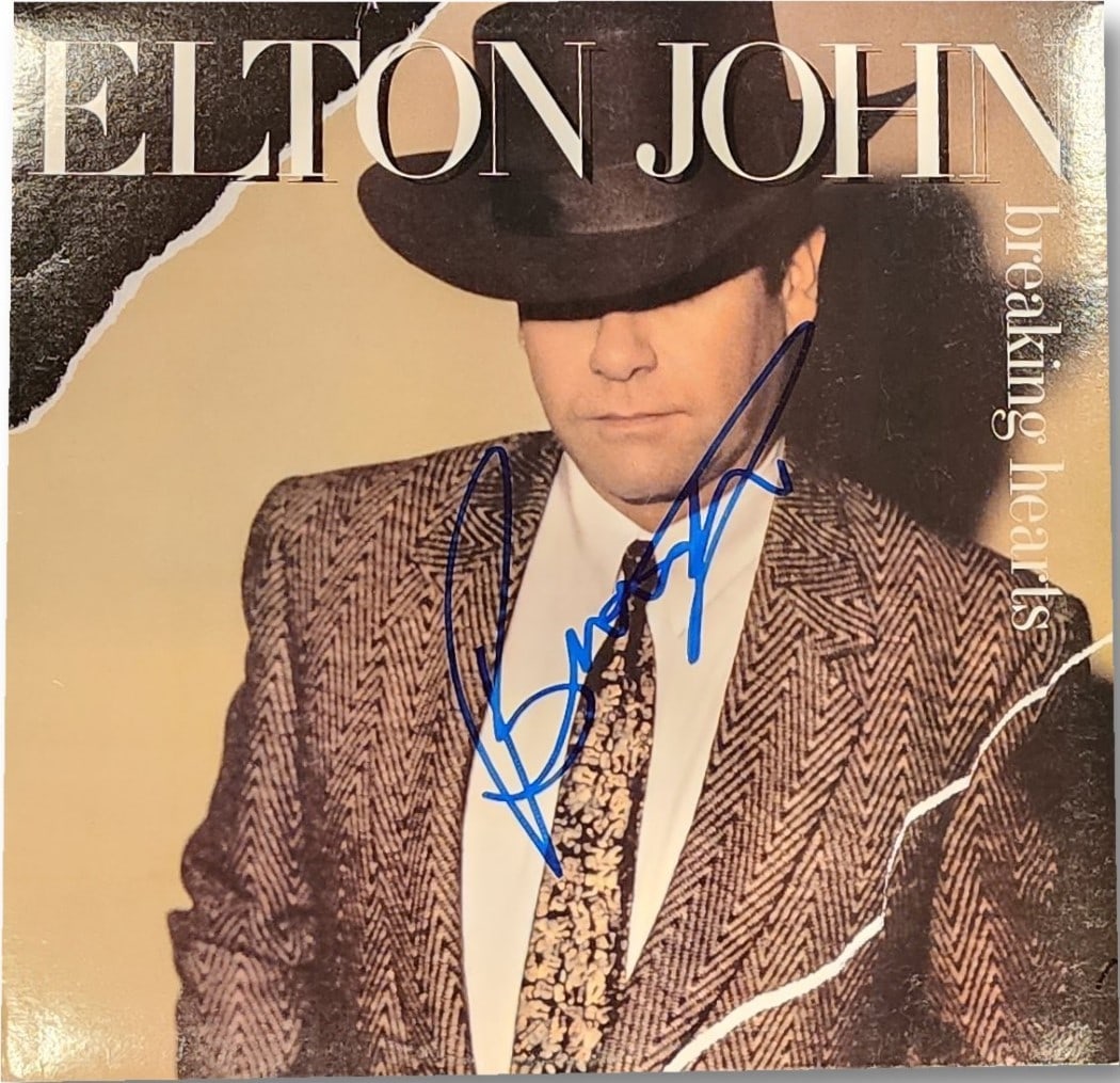 Bernie Taupin Autographed Elton John Breaking Hearts Album JSA COA (1 of 3)